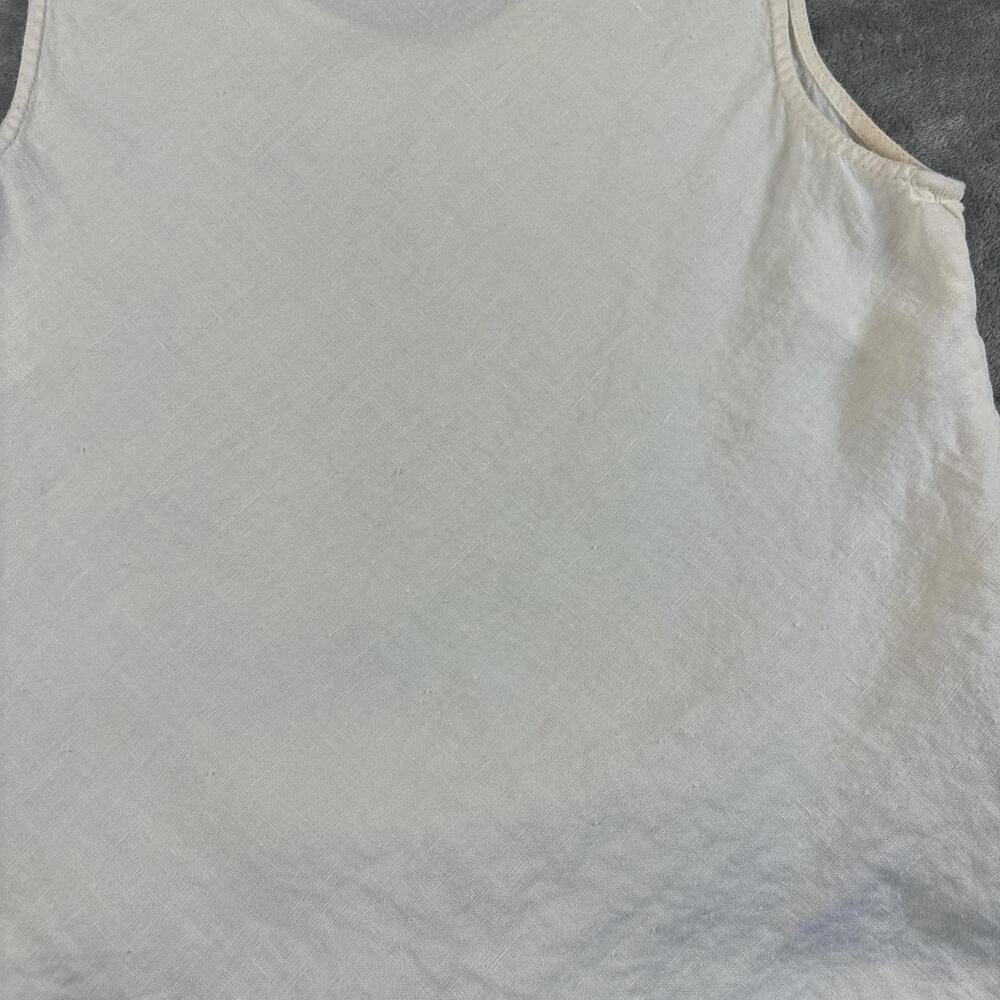 Amanda Smith Petite Linen Tank Top White Sleeveless V Neck Minimalist Womens 8p - Picture 6 of 7